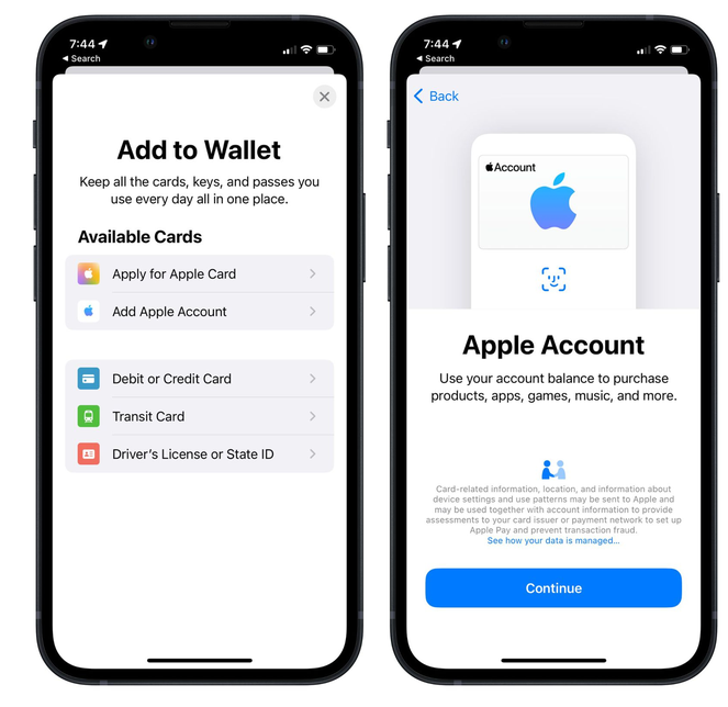 南吕镇苹果手机维修分享iOS 15.5钱包App如何添加 Apple 账户 