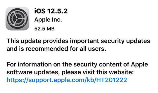 南吕镇苹果手机维修分享iOS12.5.2发布，建议所有老苹果用户安装 